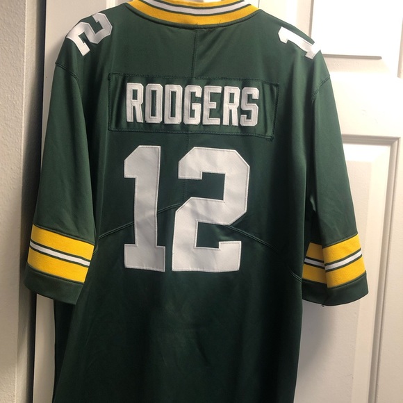 D & PGKA Green Bay Packers #12 Aaron Rogers Men’s Green Yellow Jersey Size Large - Picture 2 of 11